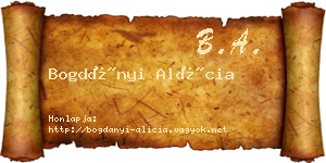 Bogdányi Alícia névjegykártya